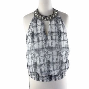 Belinda Dressy White/Black Tank Top, Size Small